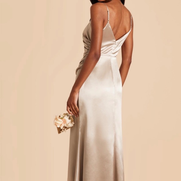 Birdy Grey Catherine Dress Shiny Satin Neutral Champagne - Picture 3 of 3